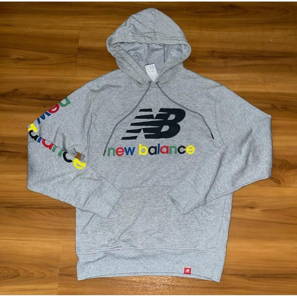 Mens New Balance Colorful Drawstring Pullover Sweatshirt Hoodie
